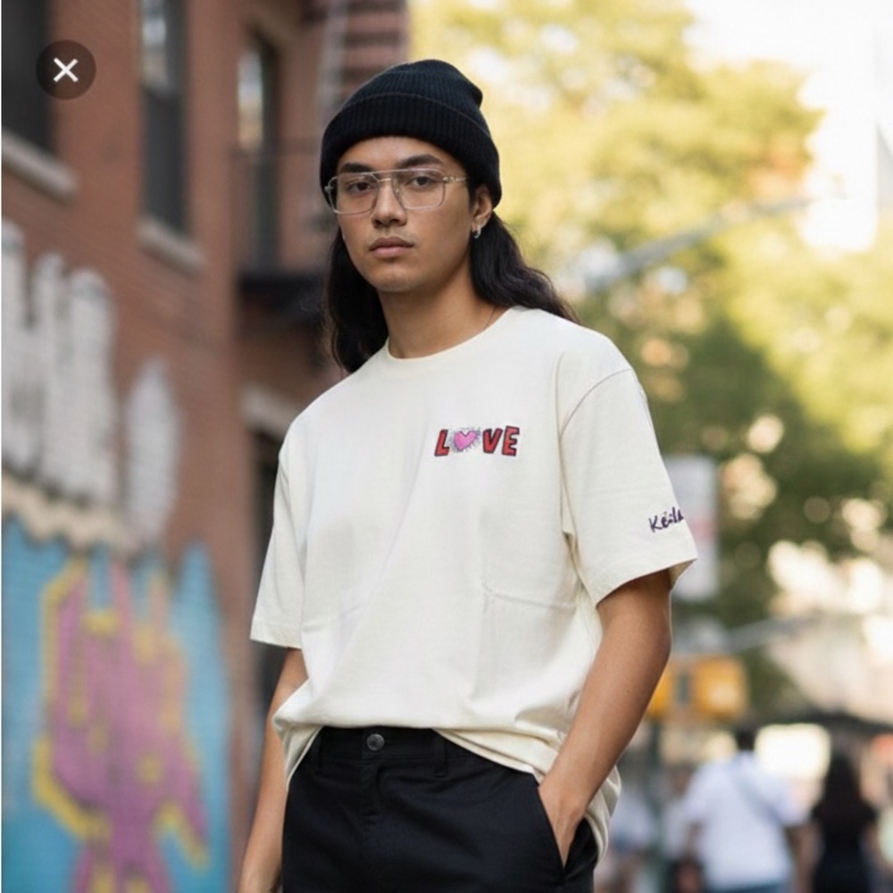 H&M Keith Haring Love Heart Crew Neck T-Shirt